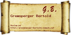 Gremsperger Bertold névjegykártya